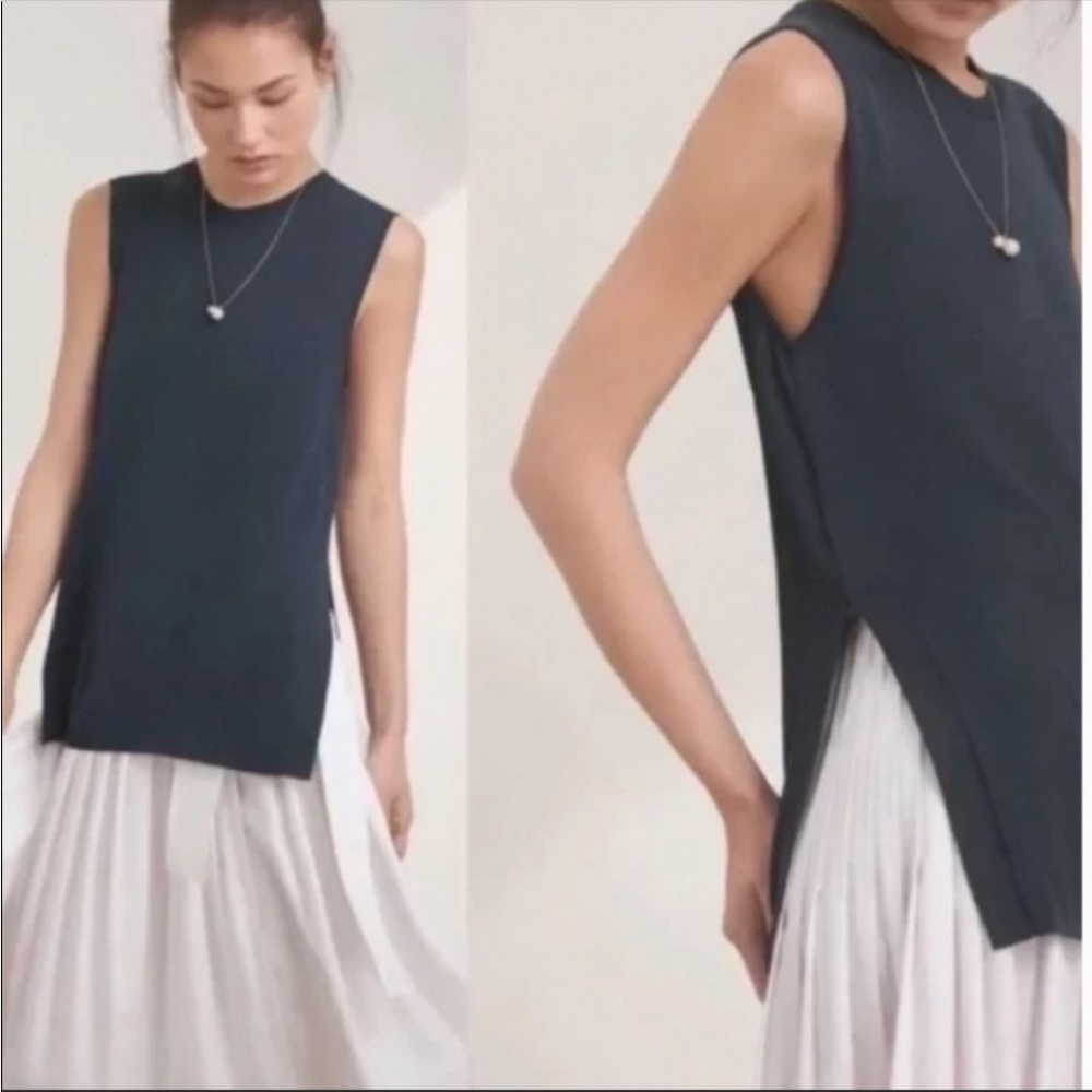 Wilfred Aritzia Palmier Sleeveless Tunic Sweater Size US M Grey